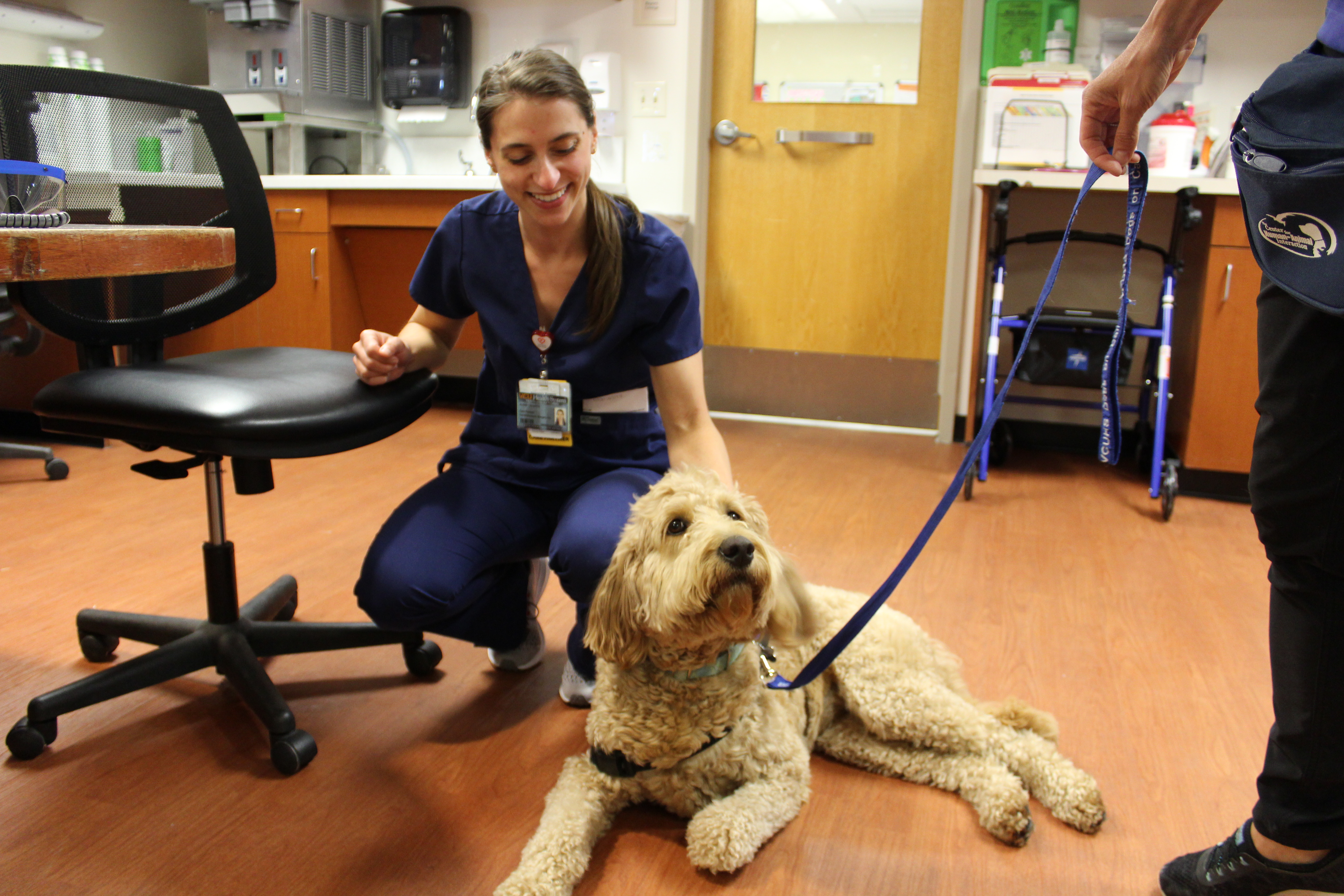 Dogs on Call handler Margaret Popik with dog Elsa